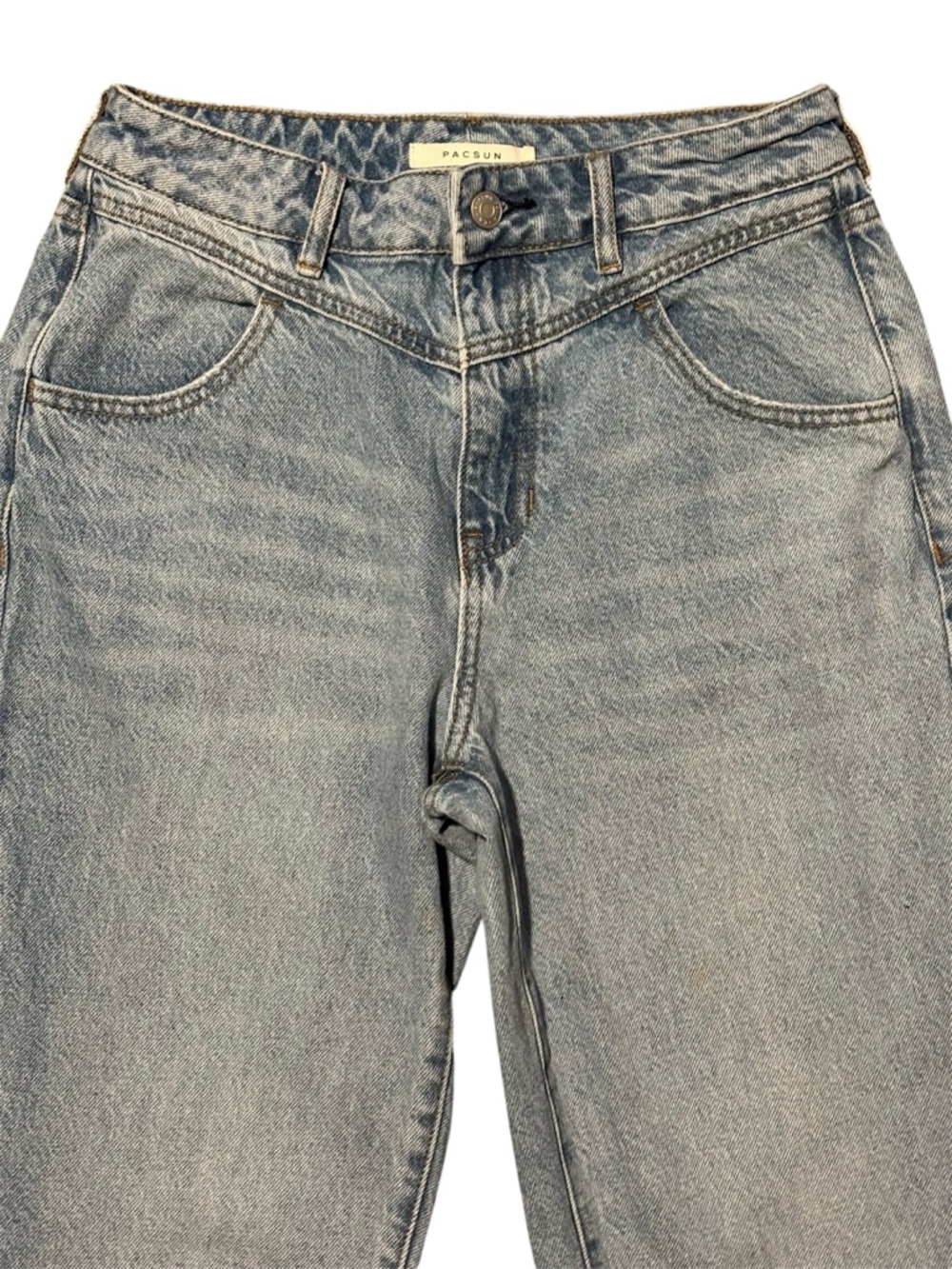 PacSun Women’s Mom Jeans High-Rise Light Blue Straight Leg 80’s inspired Size 27